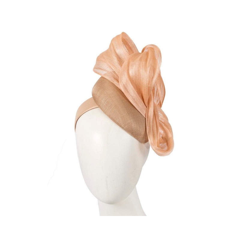 Nude pillbox fascinator with silk abaca bow by Fillies Collection