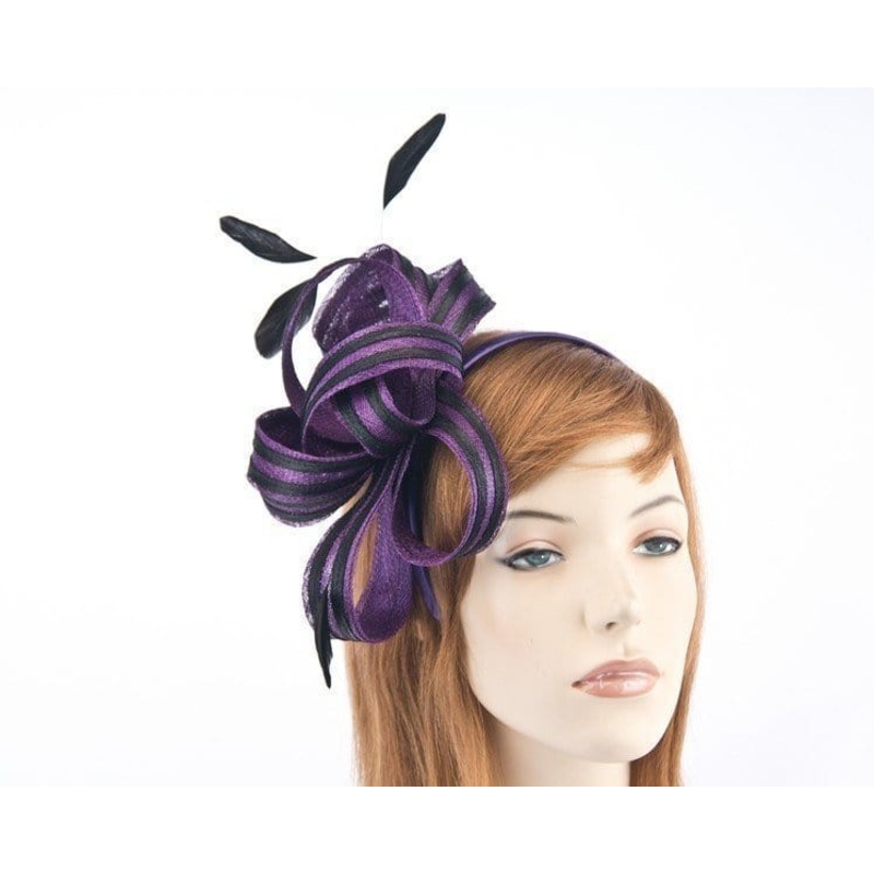 Purple & black racing fascinator by Max Alexander