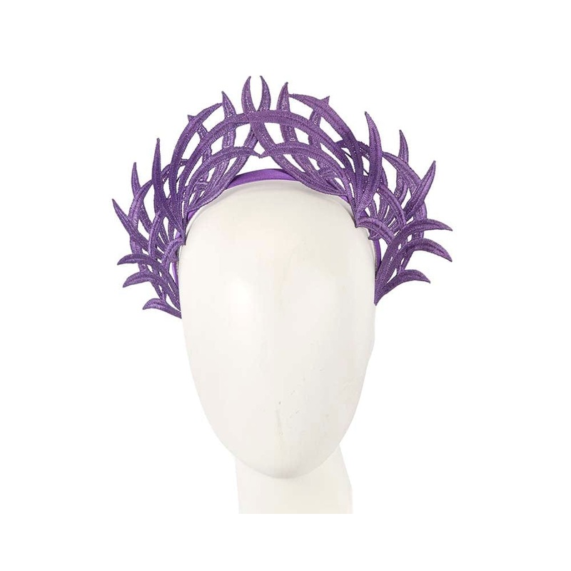 Purple lace crown fascinator by Max Alexander