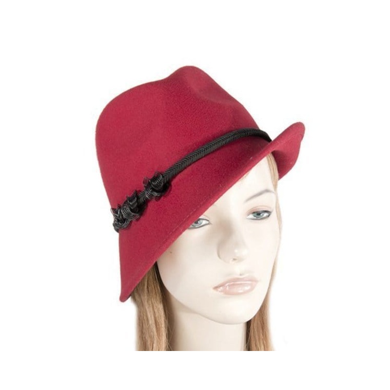Red trilby felt hat