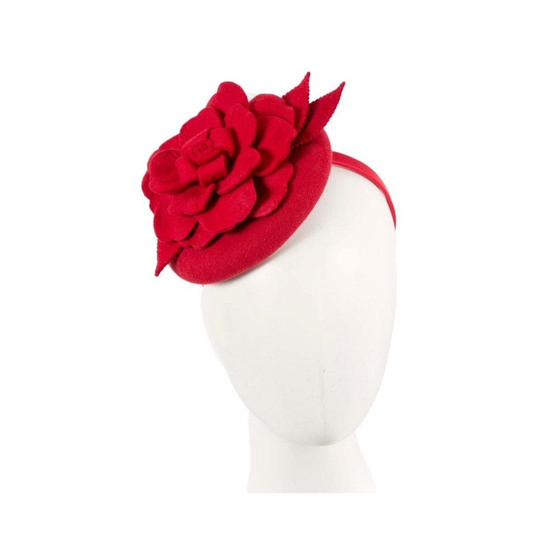 Red winter pillbox fascinator by Max Alexander