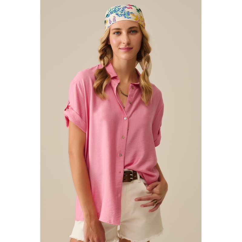 Short Sleeve Blouse In Light Pink