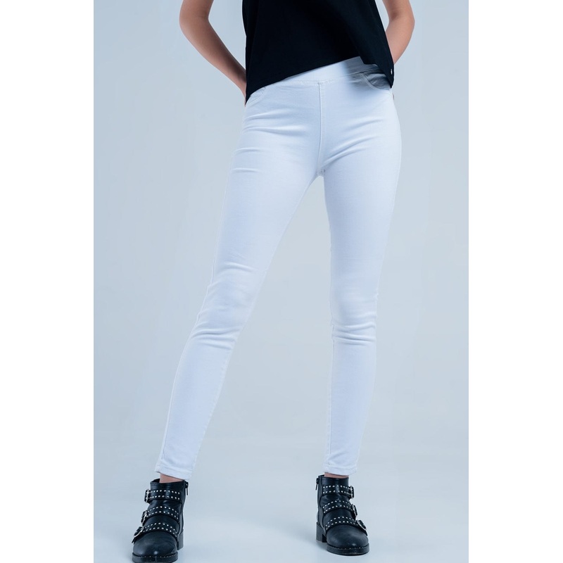White Jeggings With Back Pockets