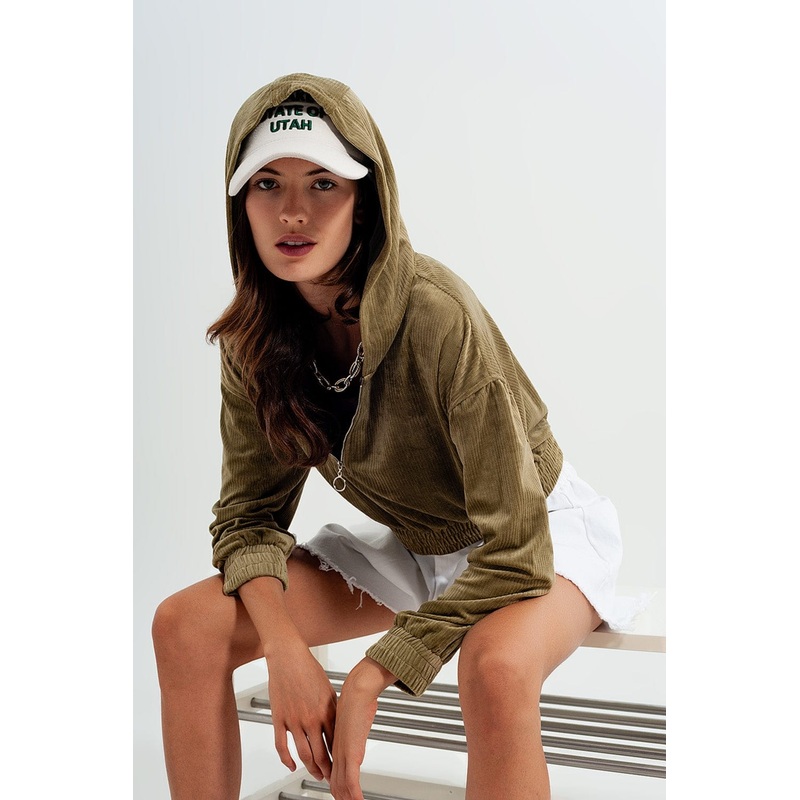 Zip Through Hoodie In Green