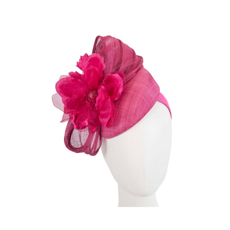 Astonishing fuchsia pillbox racing fascinator by Fillies Collection