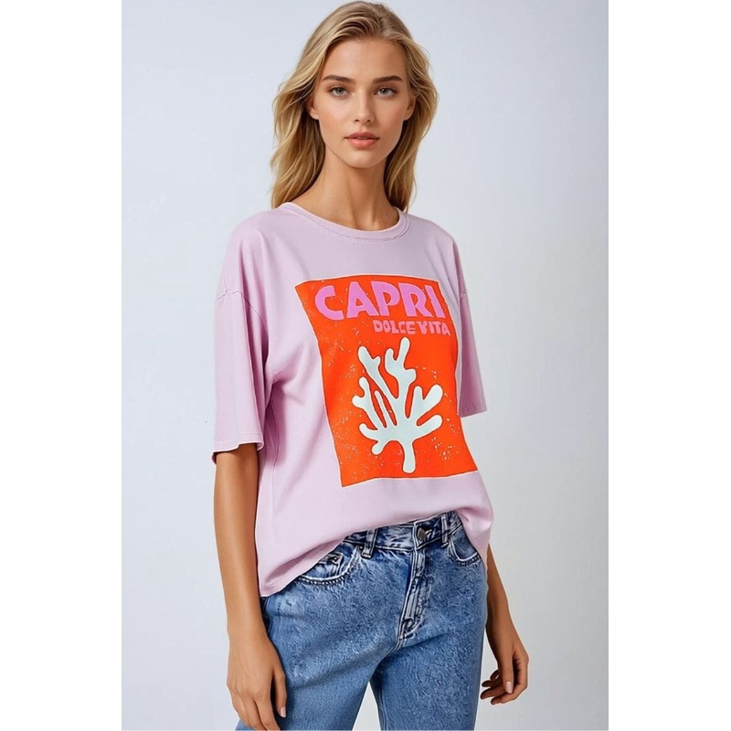 Baby Pink Capri Dolce Vita T-Shirt Made In Italy