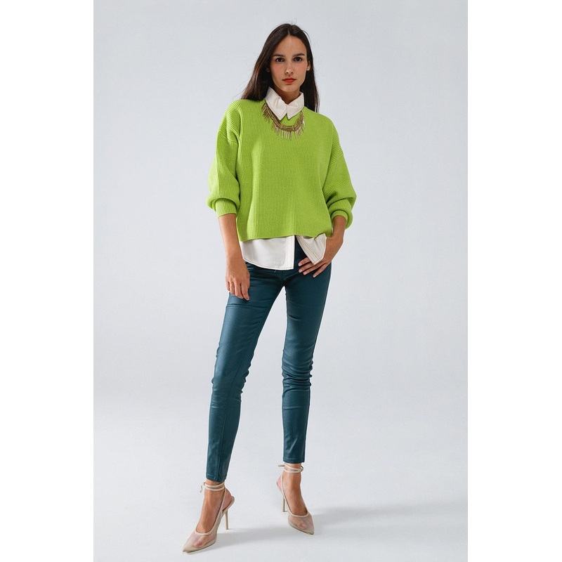 Dark Green Faux Leather Super Skinny Pants