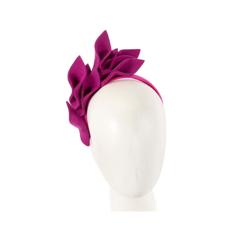 Fuchsia felt flowers winter racing fascinator by Max Alexander