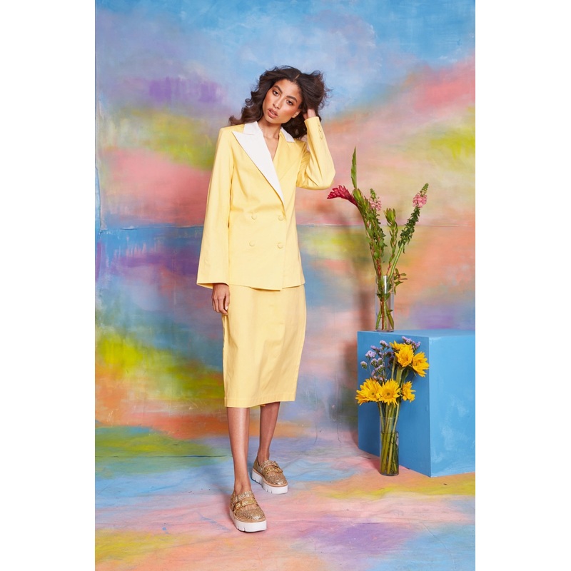 Lavanya Coodly Women’s Lucy Daffodil Cotton Twill Midi Skirt