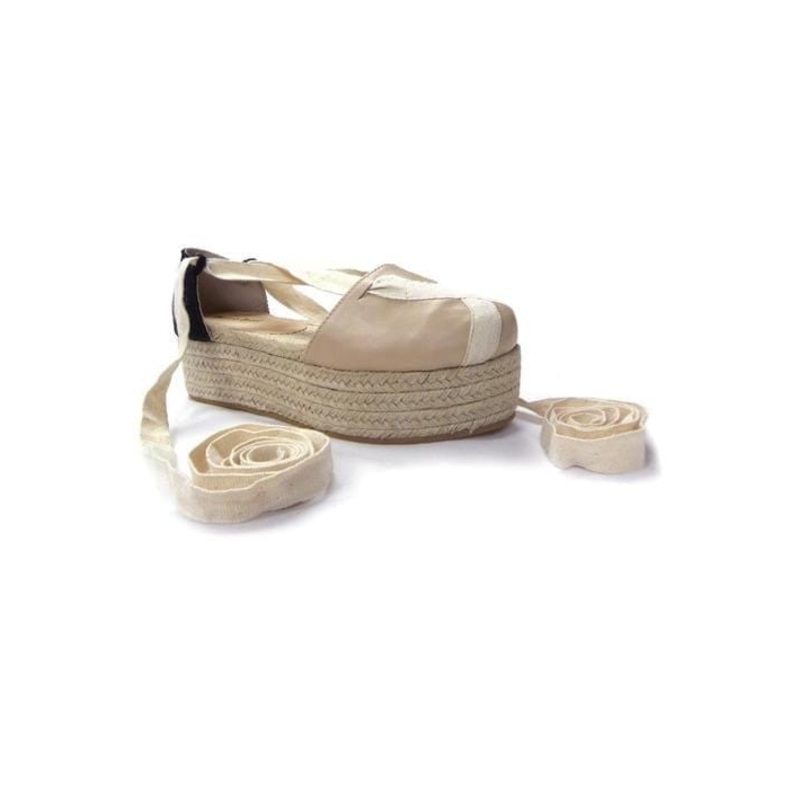N.Y.L.A. Shoes Harper Two-Tone Platform Espadrilles with Bow Detailing