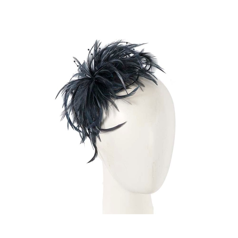 Navy custom made feather fascinator comb
