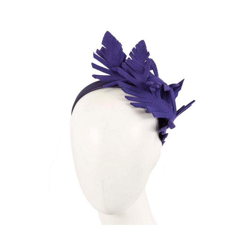 Purple felt leafs winter racing fascinator by Max Alexander