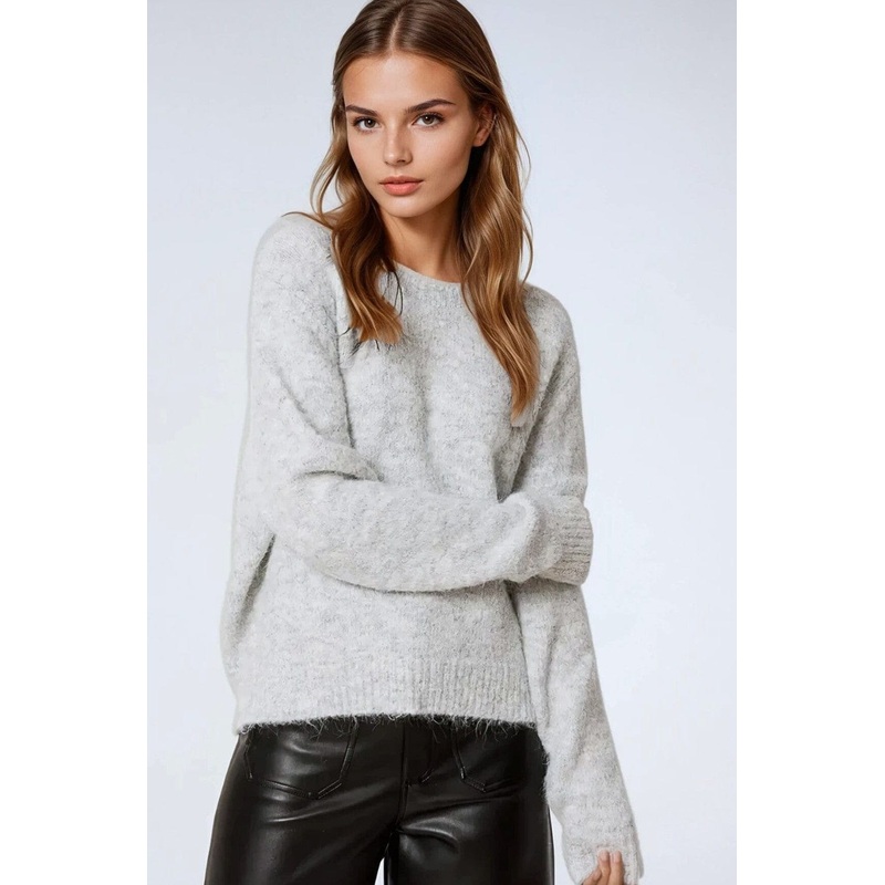 Standard Fit Soft Knit Sweater In Grey