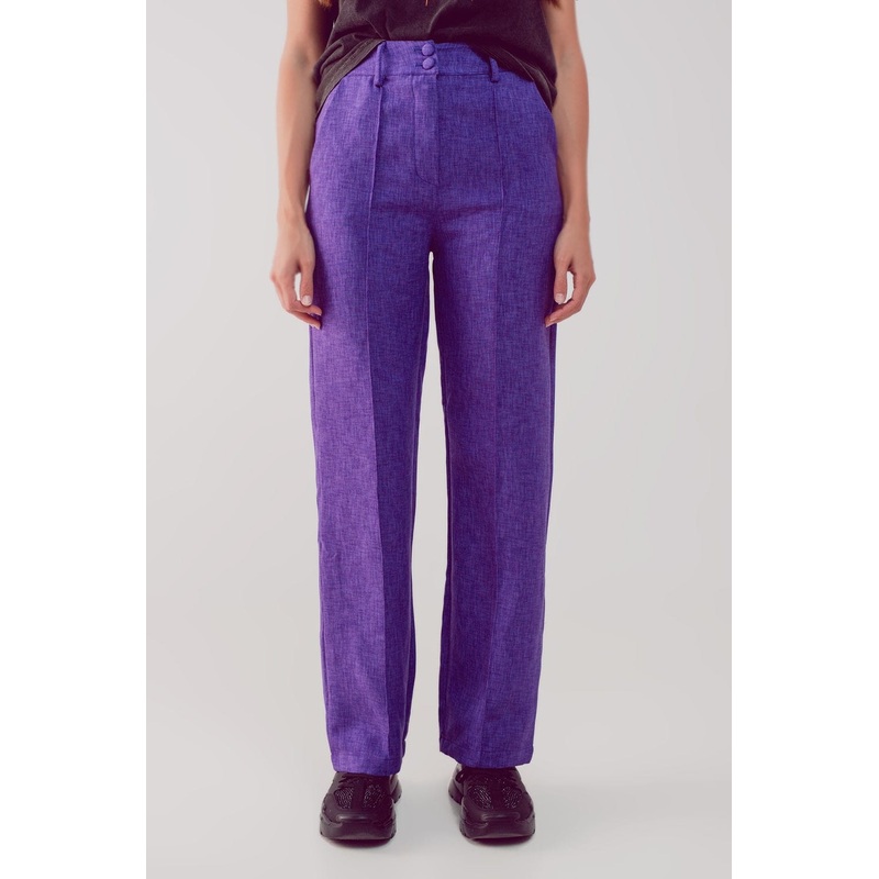 Straight Leg Tailored Pants In Purple