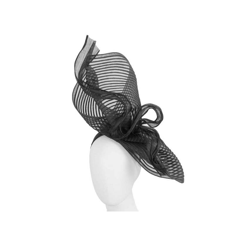 Tall black bespoke racing fascinator by Fillies Collection