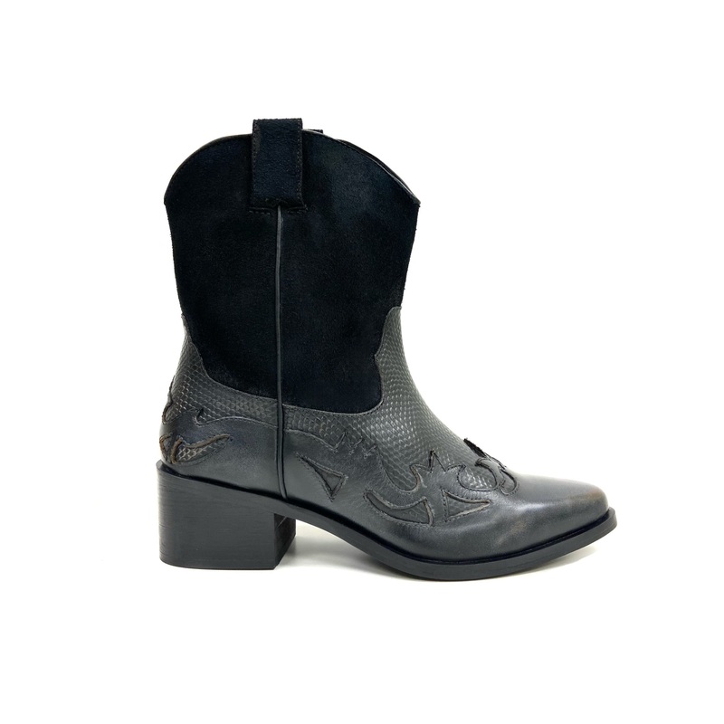 Venti Black Mid Calf Western Boot