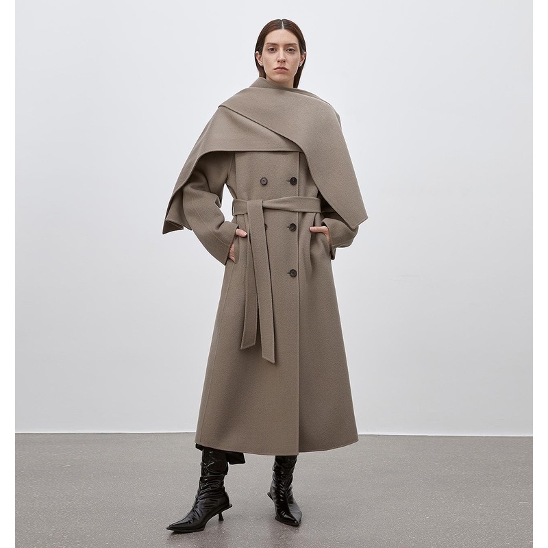 “Assassin’s Creed” Removable Scarf Collar, Woolen Coat for Women, Autumn and Winter Coat