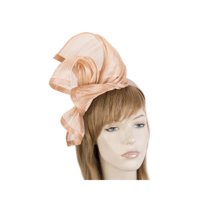 Bespoke nude silk abaca racing fascinator by Fillies Collection