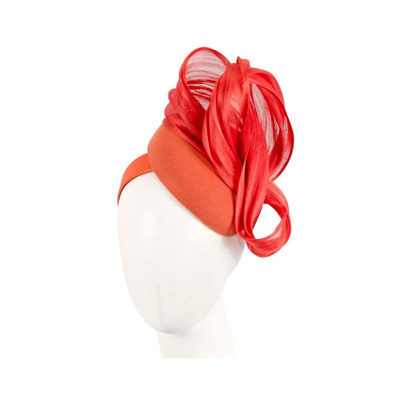 Bespoke orange pillbox with bow by Fillies Collection