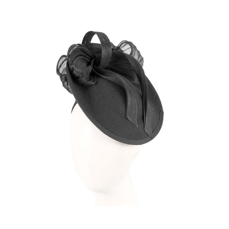 Black plate with bow winter fascinator by Fillies Collection