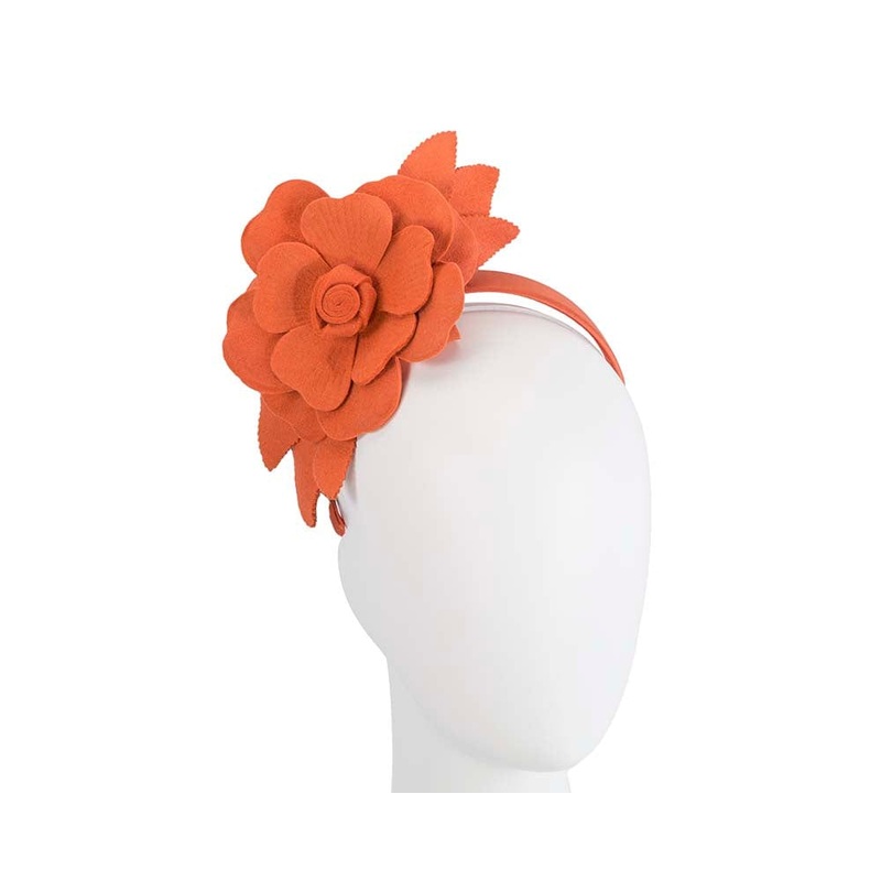 Burnt orange felt flower fascinator by Max Alexander