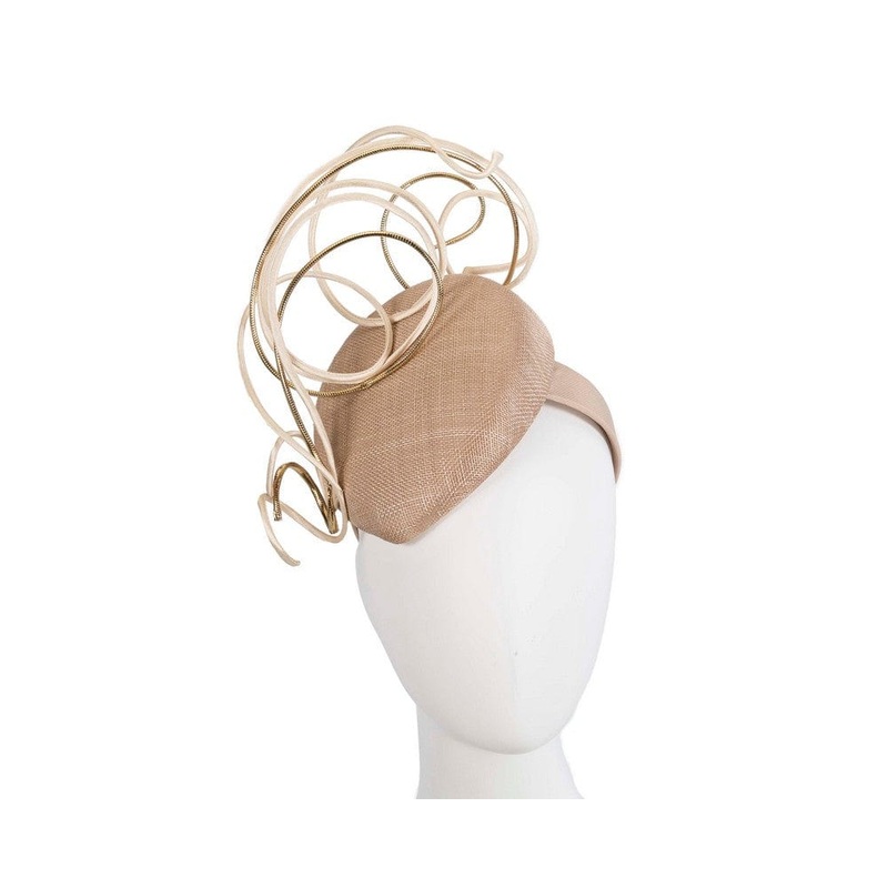 Designers nude & gold pillbox fascinator by Fillies Collection