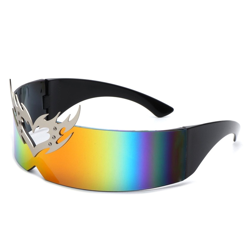 Emberlynn – Futuristic Cyclops Wraparound Shield Translucent Crown Design Sunglasses