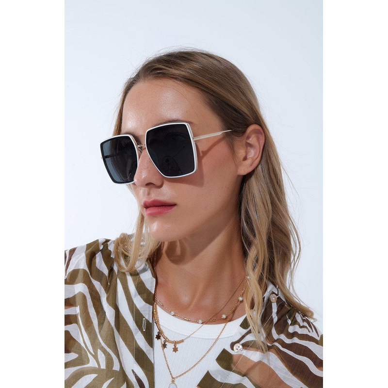 Extra Large Square Sunglasses In White