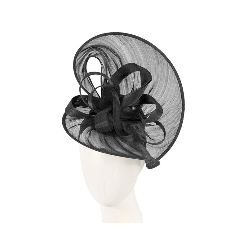 Large black silk abaca heart fascinator