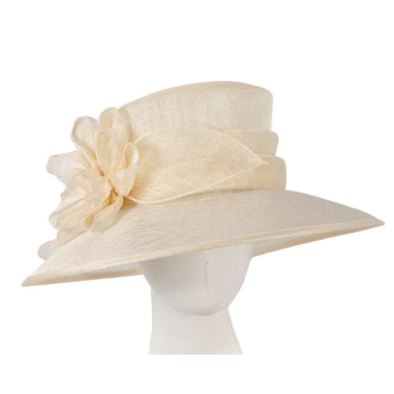 Large cream sinamay racing hat