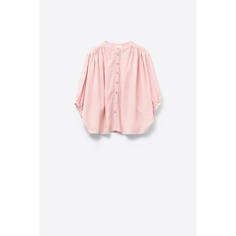 Loose Light Pink Gingham Blouse