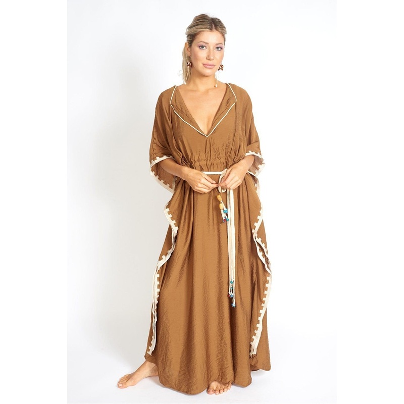 M.USE Tulum Beach Beaded Linen Poncho