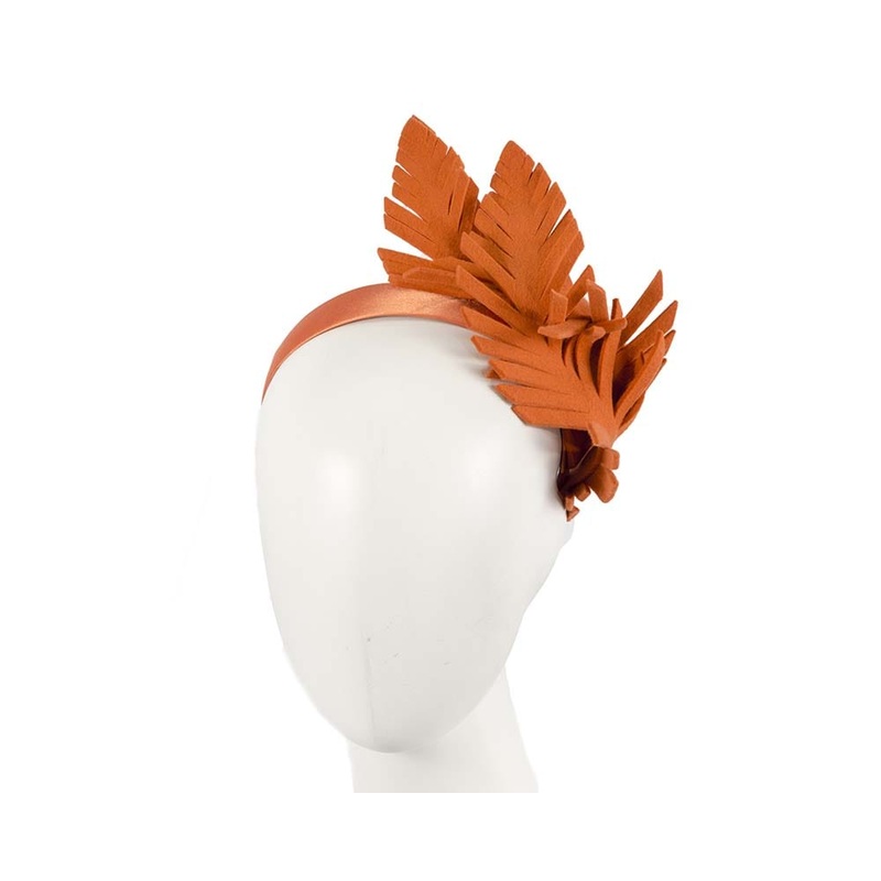 Orange felt leafs winter racing fascinator by Max Alexander