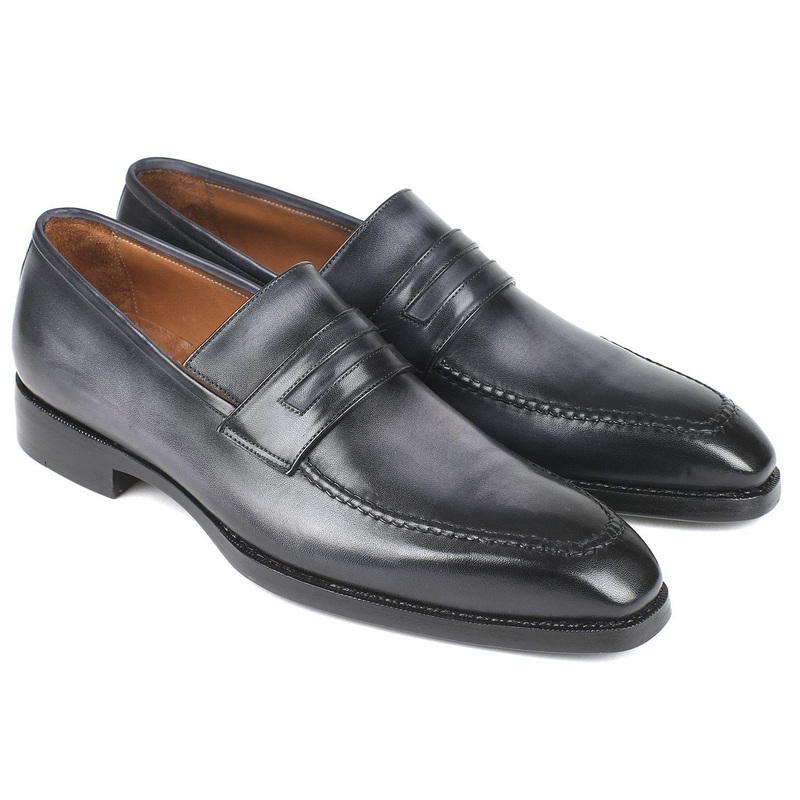 Paul Parkman Gray Burnished Goodyear Welted Loafers (ID#37LFGRY)