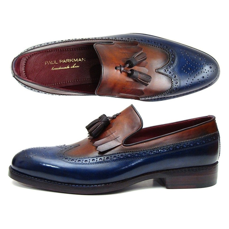 Paul Parkman Kiltie Tassel Loafer Navy & Tobacco (ID#KT74NB)