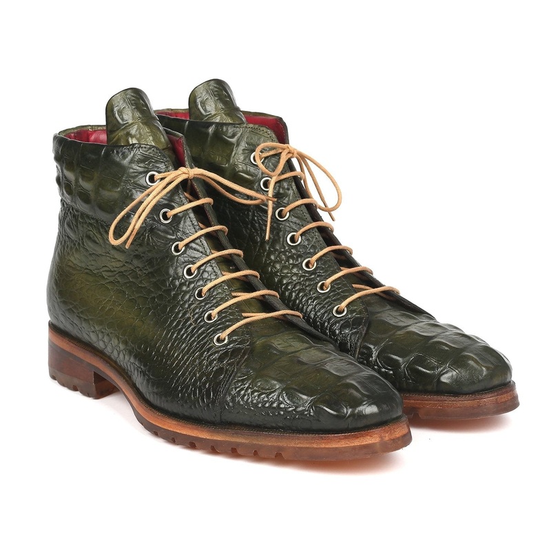 Paul Parkman Men’s Green Croco Embossed Leather Boots (12811-GRN)