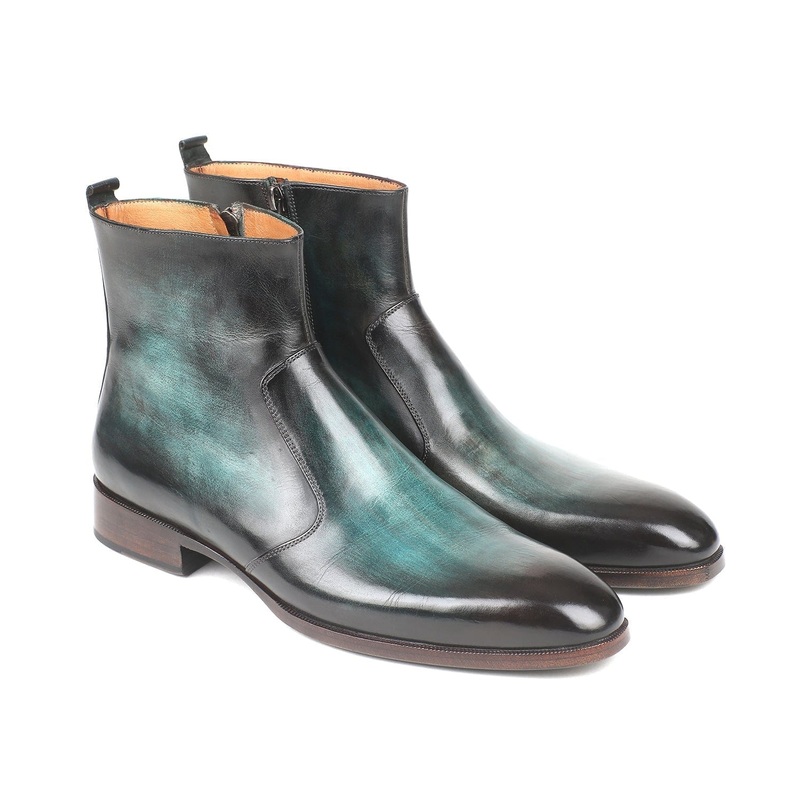 Paul Parkman Turquoise Burnished Side Zipper Boots (ID#BT487TRQ)