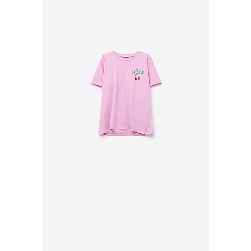 Pink T-Shirt With La Cerise Market Saint-Tropez Graphic