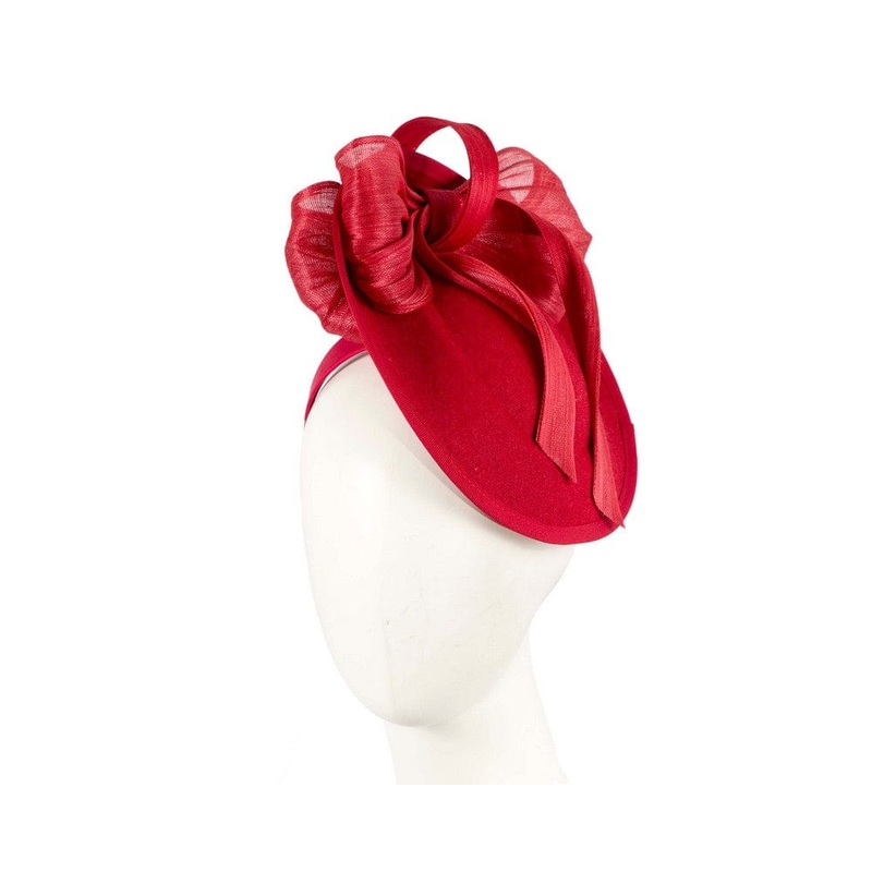 Red plate with bow winter fascinator by Fillies Collection