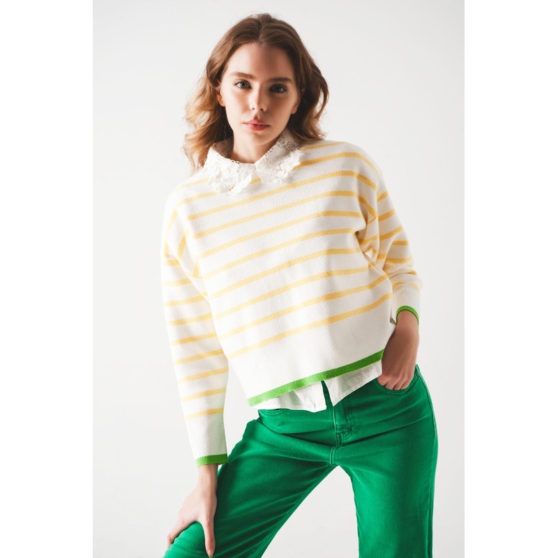 Stripe Sweater In Yellow & White