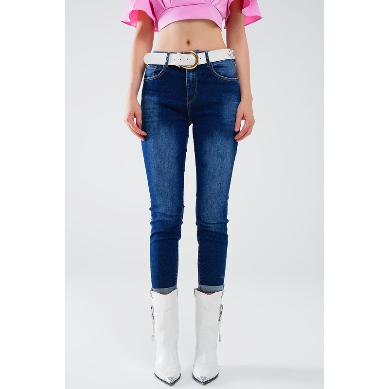 Super Skinny Dark Wash Jeans In Elastic Denim