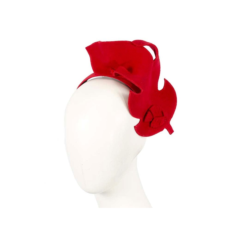 Unusual red felt Max Alexander fascinator for races