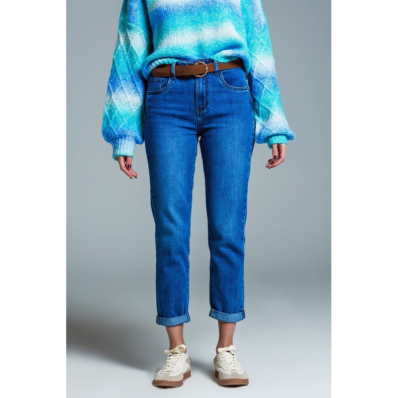 Basic Skinny Leg Jeans In Stretch Denim In Mid Wash