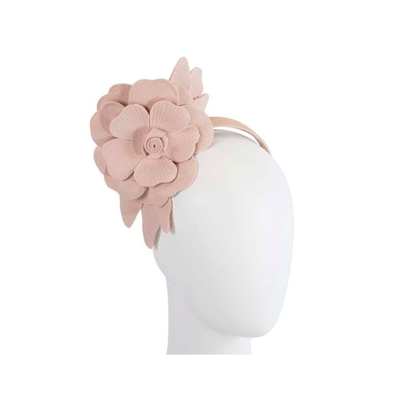 Beige felt flower fascinator by Max Alexander