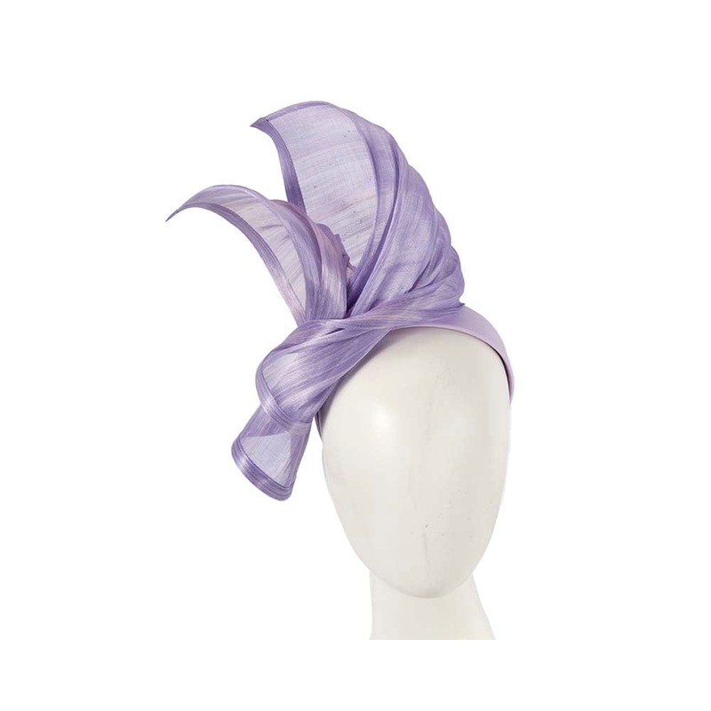 Bespoke lilac silk abaca racing fascinator by Fillies Collection