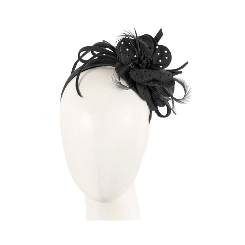 Black felt flower winter fascinator