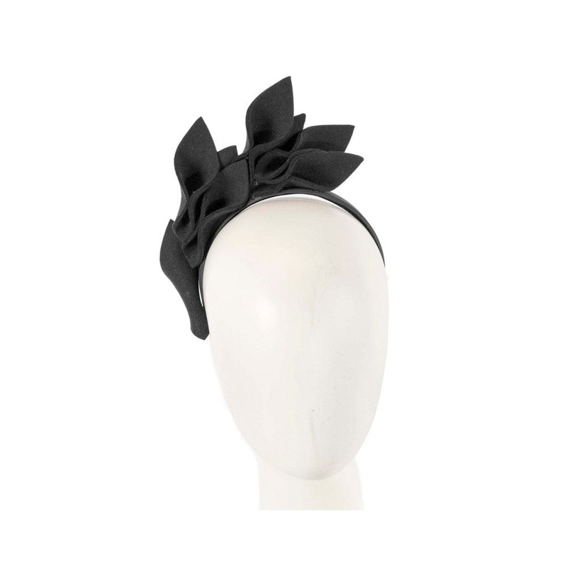 Black felt flowers winter racing fascinator by Max Alexander