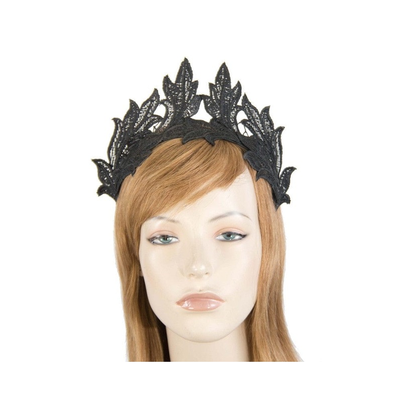 Black lace crown fascinator headband by Max Alexander