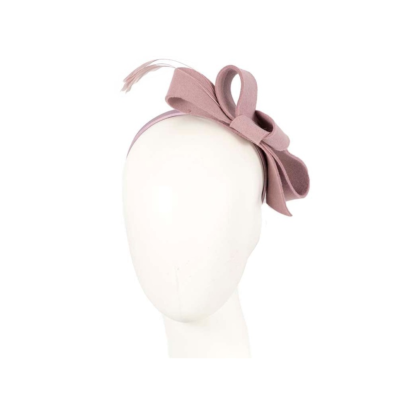 Dusty pink felt bow winter racing fascinator