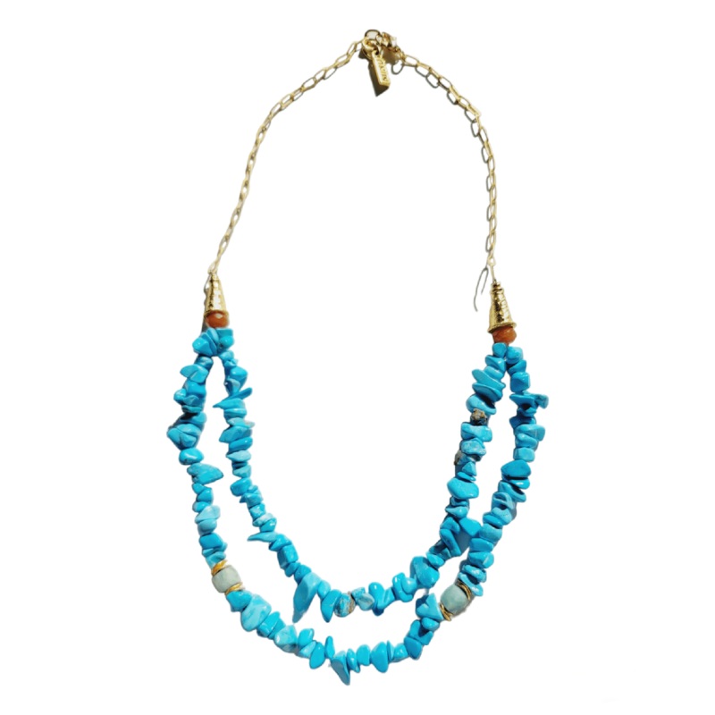 Fairuz Necklace in Turquoise & Jade with Gold Accents | MINU